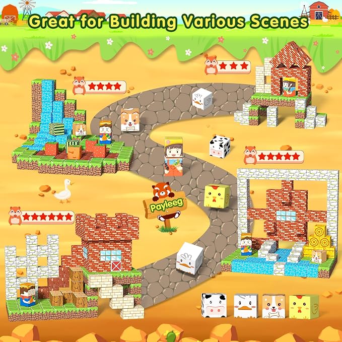 Magnetic Blocks Building Toys for Kids Ages 4-8 5-7 8-12 Year Old, Magnetic Cubes Tiles Montessori Sensory Travel Toddler Boys Girls Toys Games Christmas Birthday Gifts