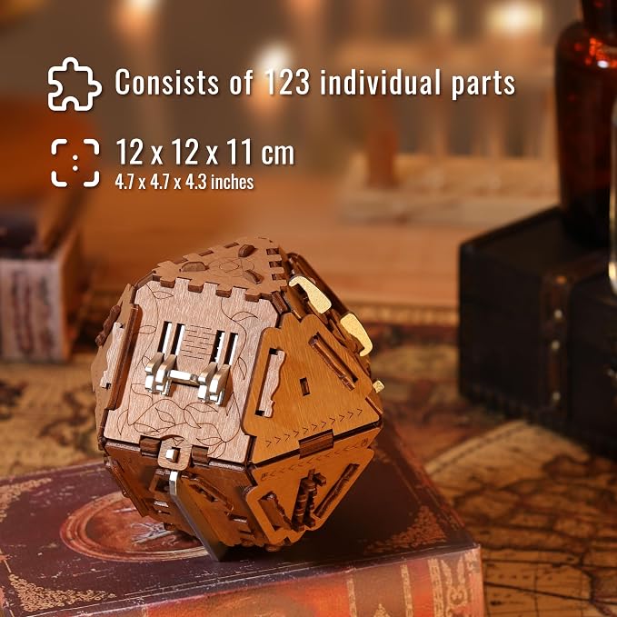 Puzzle Potato Philosopher's Stone Puzzle Box - 3D Brain Teaser Puzzle for Adults - Wooden Treasure Chest - Money Puzzle Box for Cash Gift - Escape Room Game (Metal)