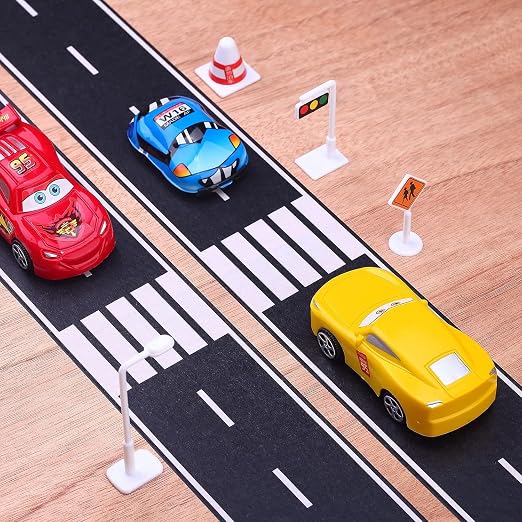 RECER Black Track Tape,Toy Car Tape Track for Kids,Race Cars Decorations for Kids Birthday Party (1 Roll, 4" x 33')
