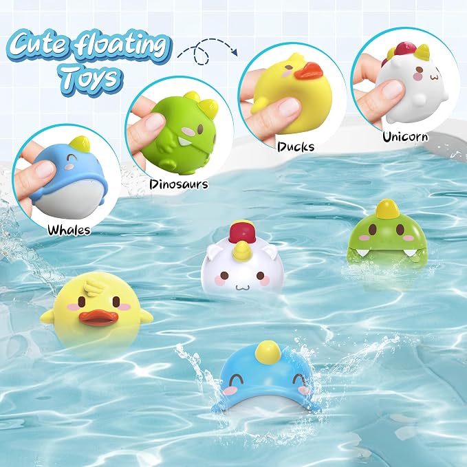 taseyok Toddler Bath Toys, Baby Bathtub Toys with Elephant Shower Sprays and Slide Track, Fishing Floating Animals Toys, Creative Shower Toys Christmas Birthday Gifts for Boys and Girls