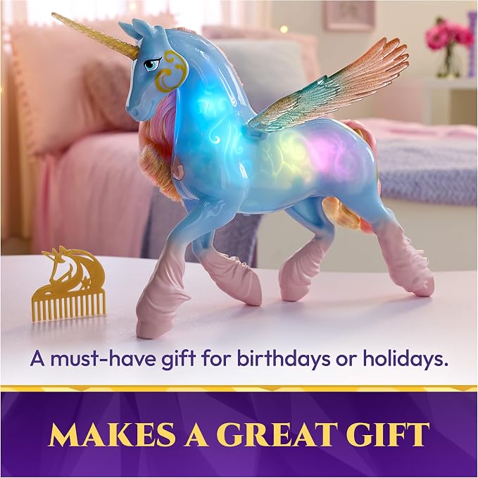 Unicorn Academy, Interactive Glow Magic Skywind Unicorn Toy with Magical Lights & Sounds, Dolls & Unicorn Toys for Girls, Birthday Gifts for Ages 4 and up