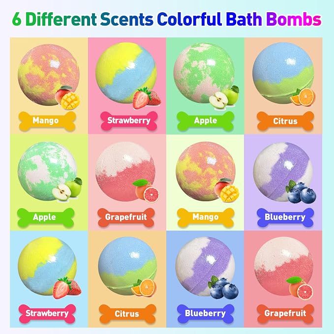 Bath Bombs for Kids with Surprise Inside, 12pcs Bath Bombs with Toys, Organic Colorful Bubble Bath Fizzy Ball, Birthday Gifts Set for Kids, Christmas Party Favor Gift for Boys Girls with Bath Toys
