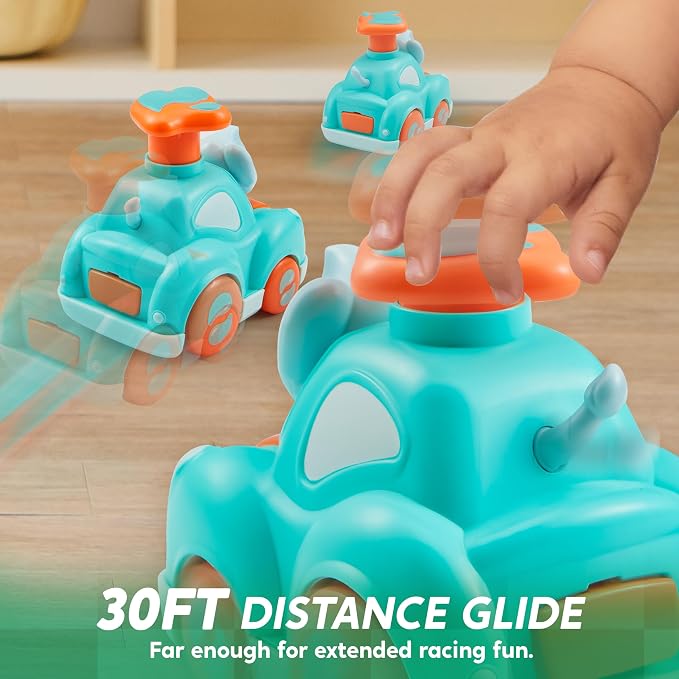JOYIN Animal Toy Cars, Toddler Toys for Boys Girls, 4 Pack Press and Go Cars Including Elephant, Monkey, Giraffe and Lion, Wind Up Toddler Gift, Birthday Gift for Kids