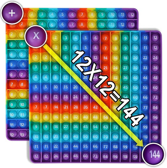 Multiplication Game Table Digital Multiplication Board Game, Addition and Multiplication in One, Rainbow Dimple Fingertip Toy, Create Stress-Relieving Math Manipulation (1 Piece)
