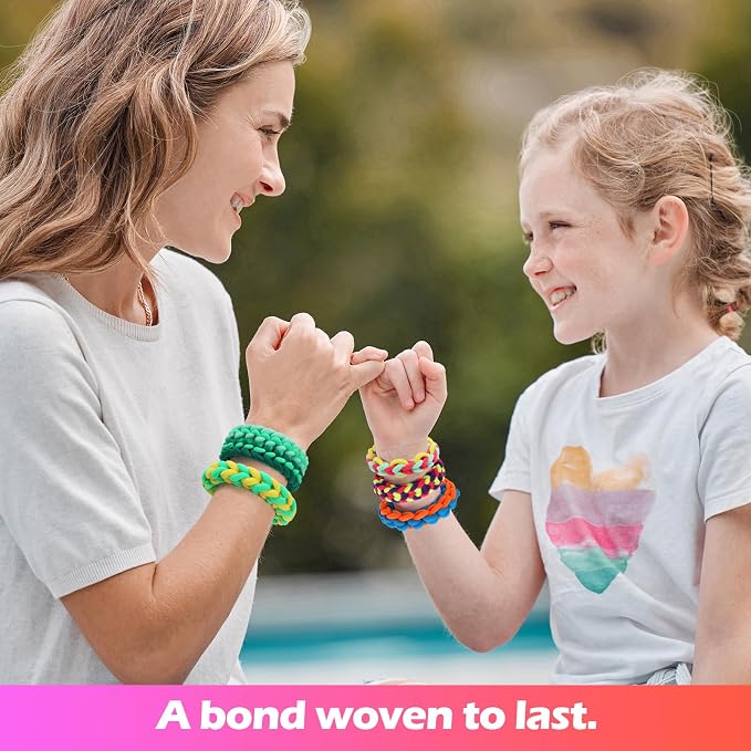 IQBOX Bracelet Making Kit Arts and Crafts for Girls Ages 8-12, Weaving Loom Rainbow Bands DIY Toys Birthday Gifts for Kids 6 7 9 10 11 13 Year Old, 1000+ Elastic Cloth Rubber Band Fabric Loops