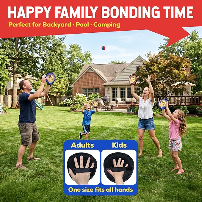 Toss and Catch Ball Game Set for Kids - Easy to Use Sticky Balls& Beginner Baseball Glove, Outdoor Games Toy for Family Beach Yard Pool Camping, Fun Gifts for Boys& Girls Ages 3 4 5 6 7 8-12 Years Old