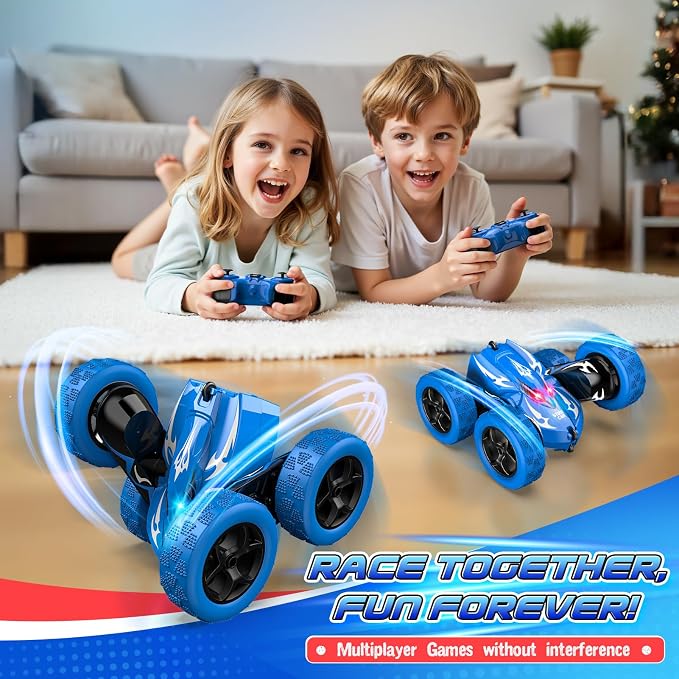 Excitobo Remote Control Car,RC Cars for 4 5 6 7 8 9 10 11 12 Year Old Boy Double Sided 360°Flip 4WD Rechargeable Drift RC Race Car Boys Toys Birthday Gifts Easter Basket Stuffers for Kids Age 4-12