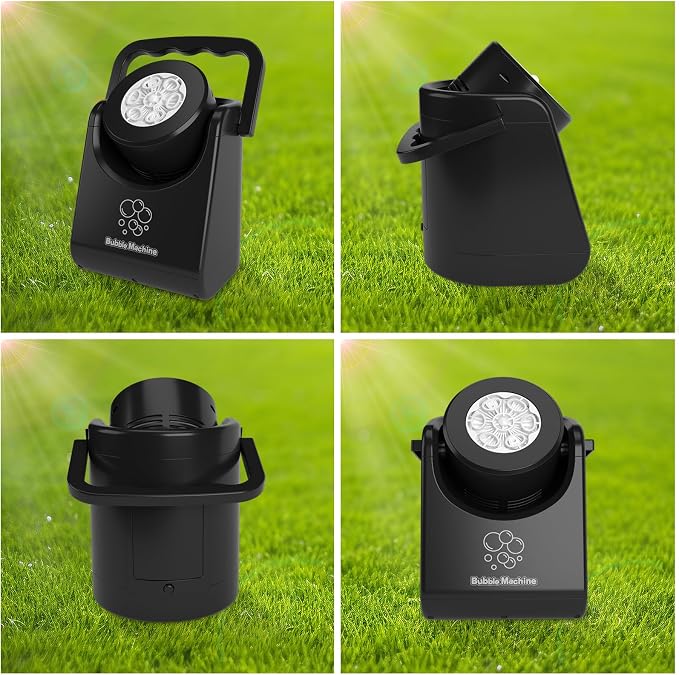 IFLOVE Bubble Machine for Kids 3+-Automatic Bubble Blower with Adjustable Angle,5000+ Bubbles Per Minute,Portable Bubble Maker Toy for Boys Girls,Outdoor Party Wedding Easter Birthday Gifts (Black 01)