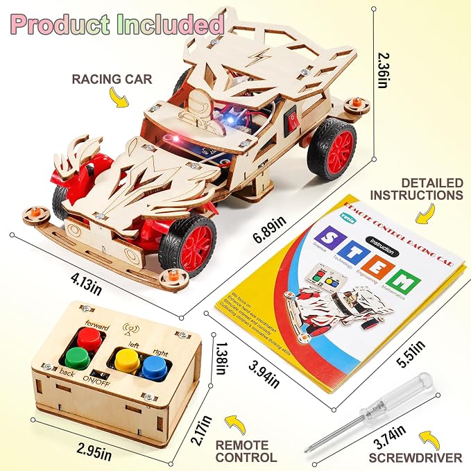 STEM Kits for Kids Age 8-10, STEM Toys for Ages 8-13, Remote Control Model Car Building Kits, Science Kit Crafts Projects 8-12, Wood 3D Puzzles, Gifts for 9 10 11 13 14 Year Old Teen Boys Girls