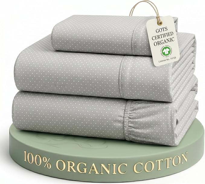LANE LINEN Twin XL Sheet Set 100% Organic Cotton Cooling Soft - Snowdrop | Twin XL Sheets In Organic Cotton Percale - Crisp Cool Percale Weave, Great For Gifting, Easy-Care Machine Washable
