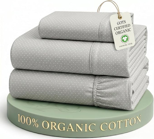 LANE LINEN Twin XL Sheet Set 100% Organic Cotton Cooling Soft - Snowdrop | Twin XL Sheets In Organic Cotton Percale - Crisp Cool Percale Weave, Great For Gifting, Easy-Care Machine Washable