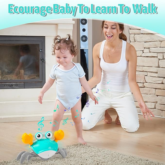 Hirger Crawling Crab Baby Toys 6-12 Months: Infant Tummy Time Toys, Dancing Walking Crab for Toddler 1 2 3 Year Old, 1st Birthday Gift with Music and Light