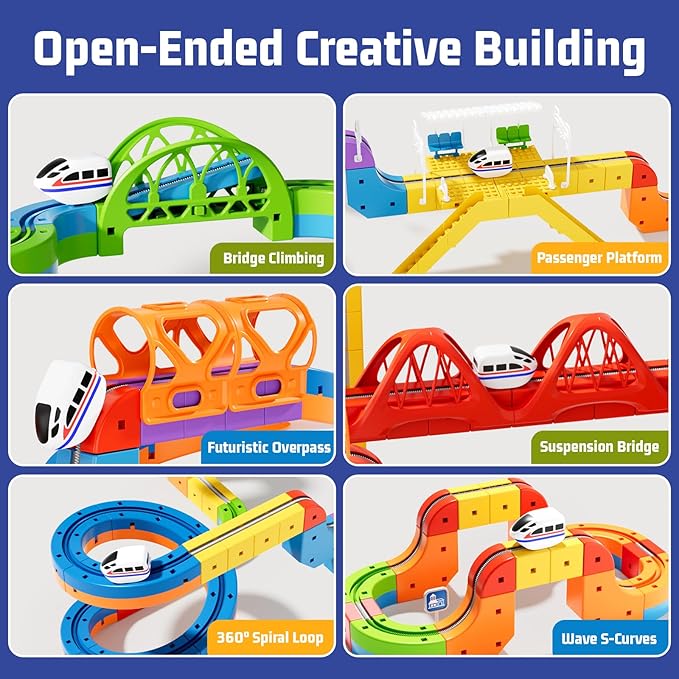 KlickRail Electric Train Set Flexible Race Track for Kids 4 6 7 8 (Ultimate Set(152 Piece))