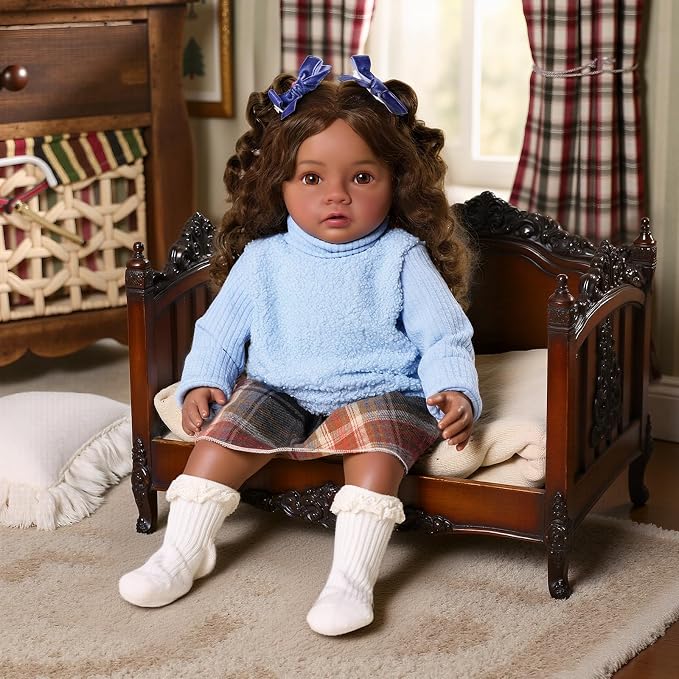 BABESIDE Lifelike Reborn Baby Dolls Black Girl- 20 Inch Soft Body Realistic-Newborn Handmade Real Life Baby Dolls with Clothes and Toy Gift for Kids Age 3+