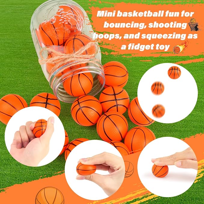 Hxezoc Mini Basketball Stress Balls 20 Packs Basketball Foam Sports Balls Small Squeeze Anxiety Bulk Toy Ball for Kids Basketball Birthday Party, School Carnival Party Supplies