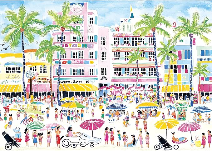 Beach Puzzles for Adults 1000 Pieces, Difficult Challenging Art Jigsaw Puzzles Summertime Seaside Scene for Gifts Adults and Teens for Party Game Family Fun (27.5"x19.7")