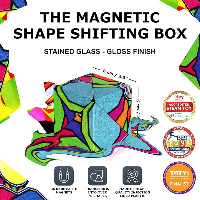 Shashibo Sensory Fidget Toy for Adults & Kids, Stress Relief Fidget Toy for Adults, Teens & Kids, Cool Fidget Toys for Desk, Classroom Must Have, Sensory Shape Shifting Cube, 100+ Possible Shapes