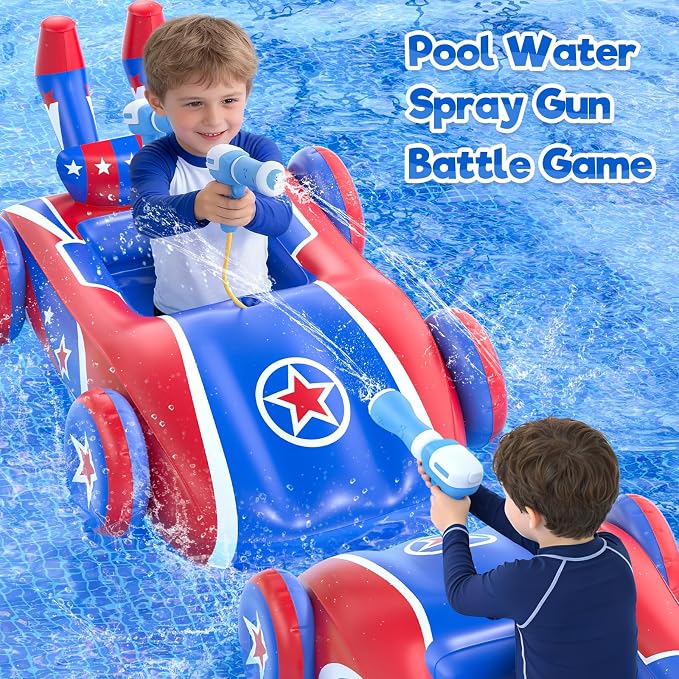 Kids Pool Floats with Water Gun, Toddler Inflatable Pool Toys for Kids Age 3-8 Years Old, Summer Outdoor Water, Beach, Swimming Pool Toys Gift for Girls