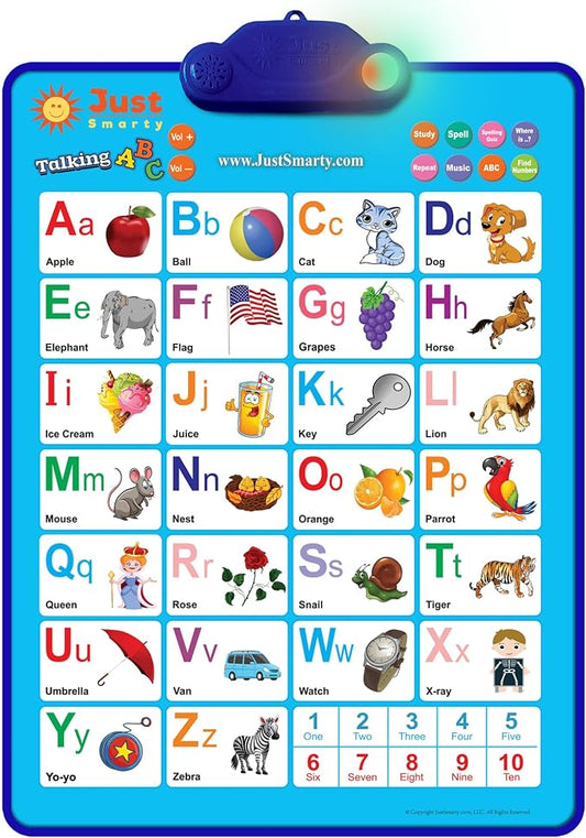Just Smarty Interactive Alphabet Wall Chart | Talking ABCs & 123s Music Poster with Interactive Light | Toddler Alphabet Learning | Best Educational Gift for Boys & Girls Ages 2 3 4 5 | Letter Sounds | Talking ABCs & 123s, Music Poster with Interactive...
