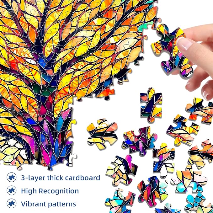 Tree of Life Mosaic Puzzles for Adults 1000 Pieces,Challenging Jigsaw Puzzles for Adults 1000 Pieces,Hard Difficult Impossible Puzzle for Family Game Night,Puzzle with Letters on Back Games