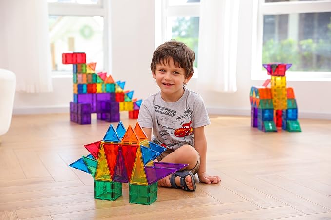 MEGAGONTILES 66PCS Premium Polygon Magnetic Tiles Set | STEM-Authenticated Magnetic Building Blocks | Educational Construction Toy for Kids Ages 3–8 (Boys & Girls)