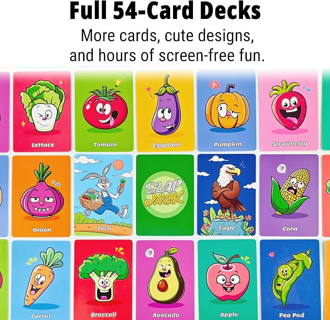 Upgraded Kids Card Games Pack, 6 Decks, Go Fish, Old Maid, Crazy Eights, Memory Match, Slap Jack, War, Playing Cards, Easter Basket Stuffers, Stocking Stuffers | Go Fish, Old Maid, Crazy Eights, Memory Match, Slap Jack, War. For family nights, travel, ...