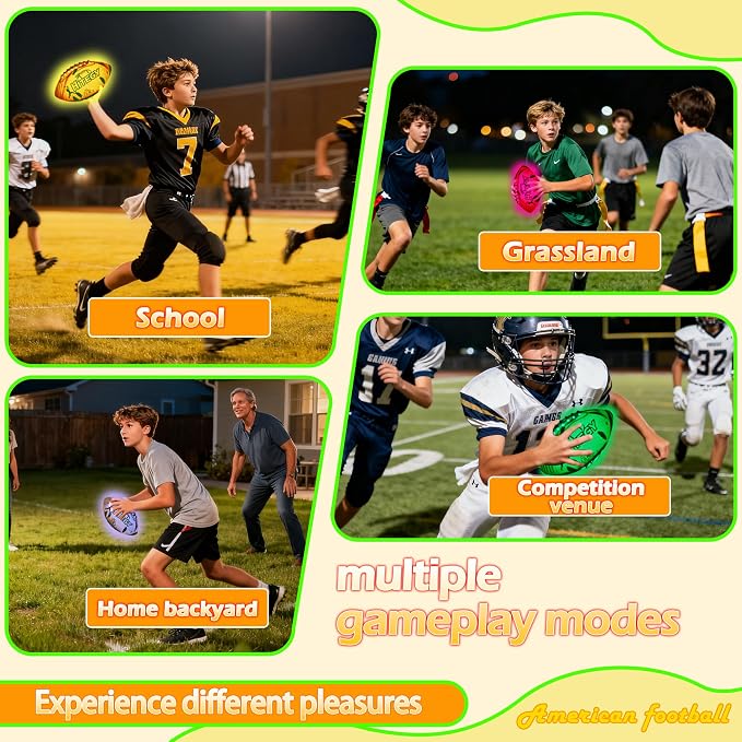 Glow in The Dark Football Light Up Football | USB-C Rechargeable LED Ball with Pump | Night Game Ball for Indoor & Outdoor Play | Gift Ready for Boys & Kids