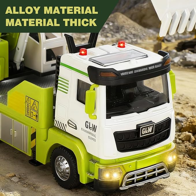 Excavator Truck Toy for Boys-1:40 Simulation Model, Educational Construction Toys with Realistic Lights & Sounds, Perfect Christmas Birthday Gifts for Kid Ages 3 4 5 6 7 8 Years Old (Excavator Truck)