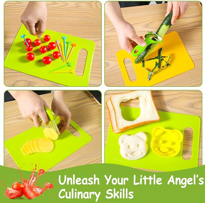 46Pcs Kids Knife Set for Real Cooking: Montessori Kitchen Tools for Toddlers, Kitchen Toy for 3 4 5 6 7 8 9 10 Year Old Boys Girls Birthday Gifts
