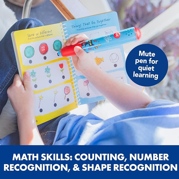 Educational Insights Hot Dots Pete The Cat Preschool Reading & Math Workbook - Preschool Workbooks with Interactive Pen, Homeschool Learning Books, Build Toddler Reading & Math Skills, Ages 4+