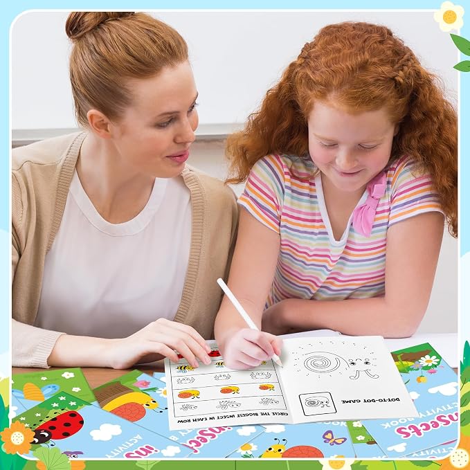 Insect Activity Books for Kids -24Pcs Bulk Insect Theme Games Coloring Book Set Mini Mazes Word Search Word Scramble Games for Birthday Graduation Holiday Party Goodie Bags Stuffer Classroom Favors