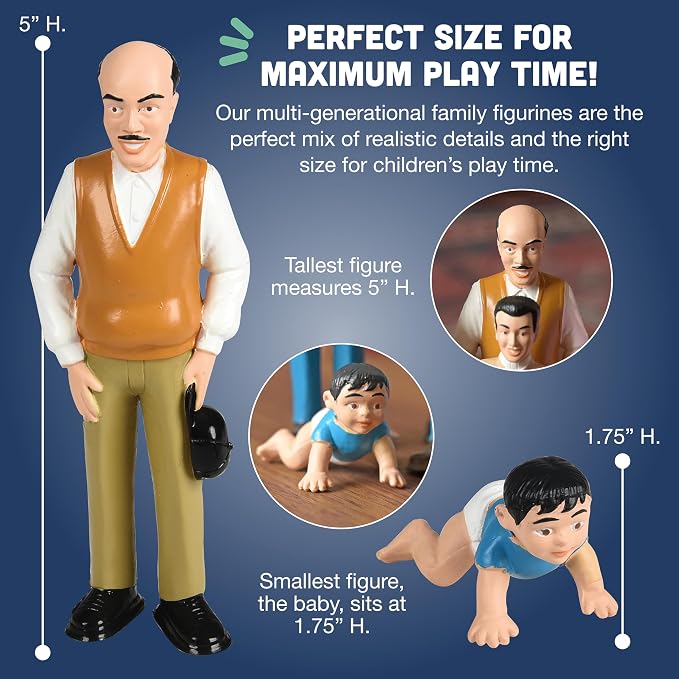 Creative Minds Marvel Education Hispanic Family Toy Figure Set for Kids Ages 3+, Set of 8 Inclusive and Diverse Dollhouse Toy Figurines, Multicolor