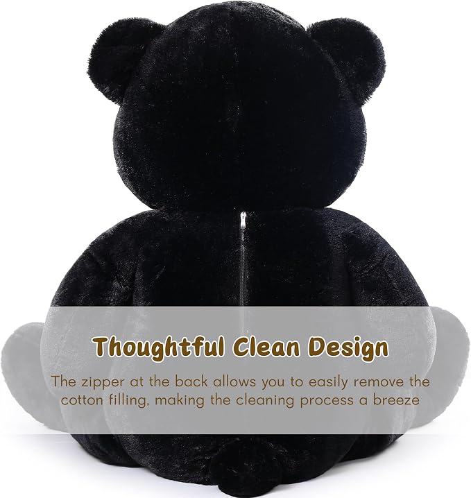 Tezituor 59in Big Teddy Bear Stuffed Animal, Giant Black Stuffed Animal for Baby Shower,Christmas,Valentine's Day or Birthday,5ft Life Size Large Plush Bear for Girlfriend Boyfriend Kids Adult