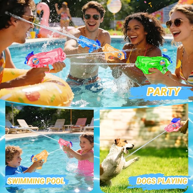 Water Gun for Kids Toddler: 4 Pack Mini Water Guns Squirts Small Soaker Pistol Super Blasters with Trigger for Boys Girls Summer Swimming Pool Beach Water Outdoor Fighting Party Bath Ideas Gift Toys