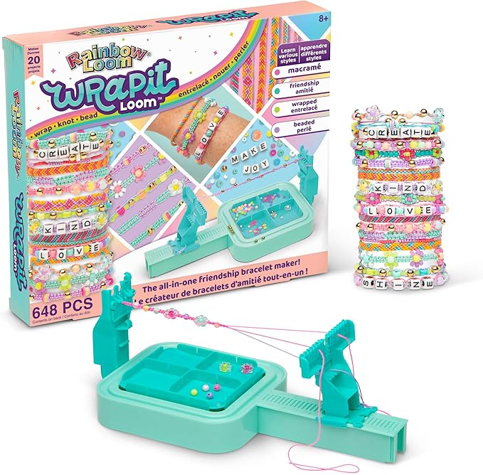 Rainbow Loom: Wrap it Loom Bracelet Maker - DIY Friendship String Bracelet Kit, 600 Beads, 4 Bracelet Styles, Jewelry Crafting Activity, Kids Ages 8+