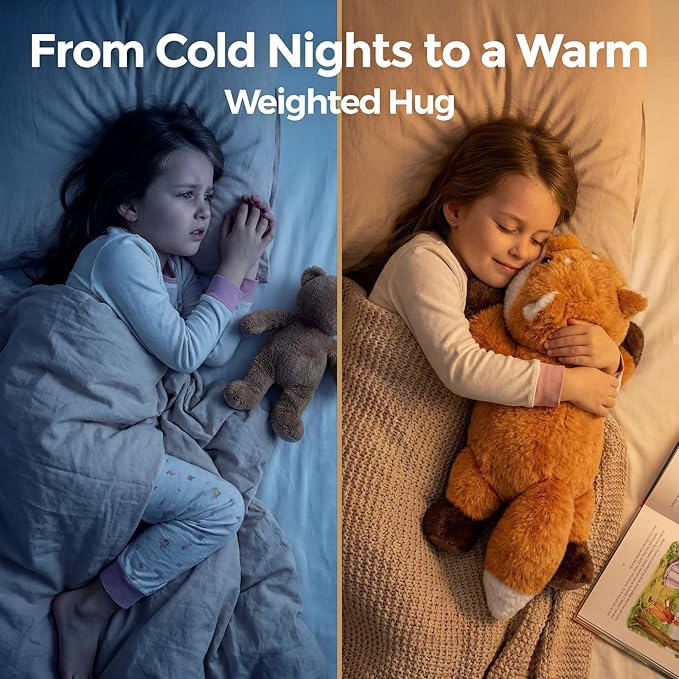 Mewaii Weighted Stuffed Animals for Adults & Kids, 2-5 lbs - 23" Heatable Coolable Fox Plush, Microwavable Adjustable Removable Inner Pad, Realistic Hug Comfort Gift (Red)