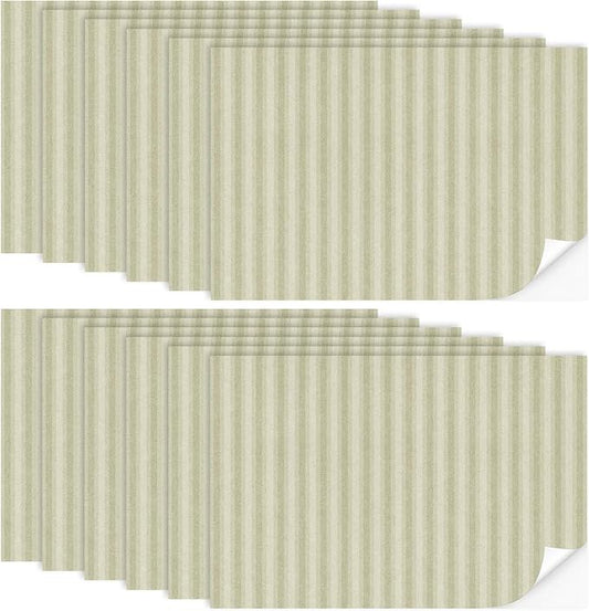 Flutesan 12 Pcs Miniature Dollhouse Wallpaper and Flooring Peel and Stick Mini DIY Self Adhesive Dollhouse Accessories 8.27 x 11.69 Inch (Vintage Stripes)