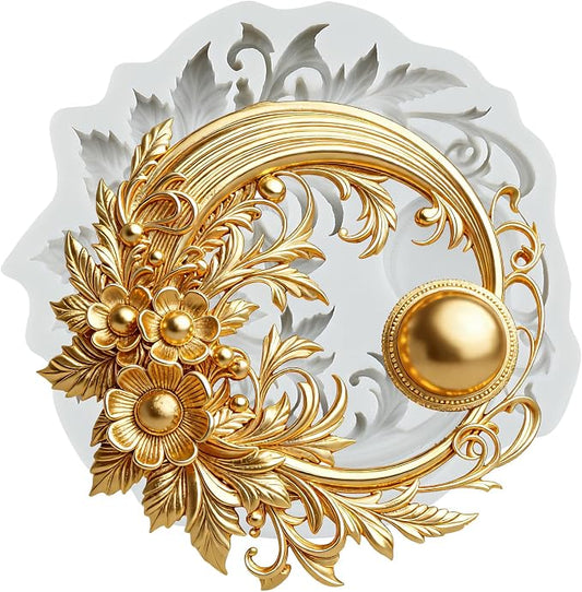 Baroque Floral Relief Polymer Clay Molds Baroque Flower Leaf Moon Silicone Mold for DIY Crafts Epoxy Resin Casting Polymer Clay Tools Craft Air Dry Jewelry Making