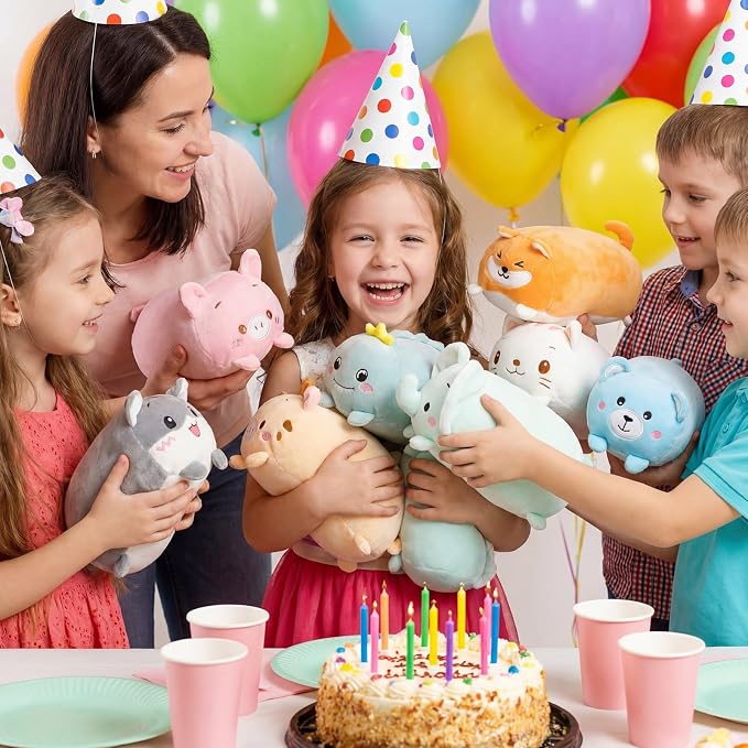 Leitee 9 Pcs Stuffed Animals Plushies Bulk 8 Inch Cute Plush Toys Plush Pillow for Boys Girls Birthday Gift Box Toys for Kids Back to School Classroom Prize Christmas Party Favors Bulk (Cute Animal)