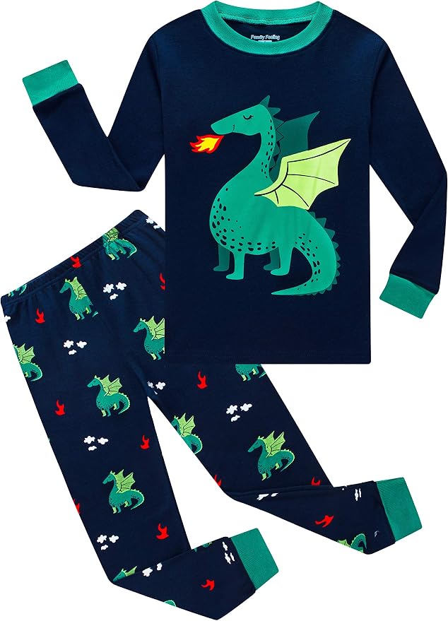 Family Feeling Kids & Toddler Boys Pajamas 2 Piece Pjs Set 100% Cotton Sleepwear
