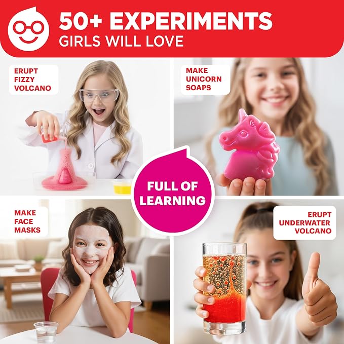 Doctor Jupiter Girls' Science Kit, Chemistry Set for Kids Ages 8-10-12-14 | Birthday Gift Ideas for 8,9,10+ Year Old Girls | STEM Toy Kit with 50+ Experiments | Learning & Educational Projects
