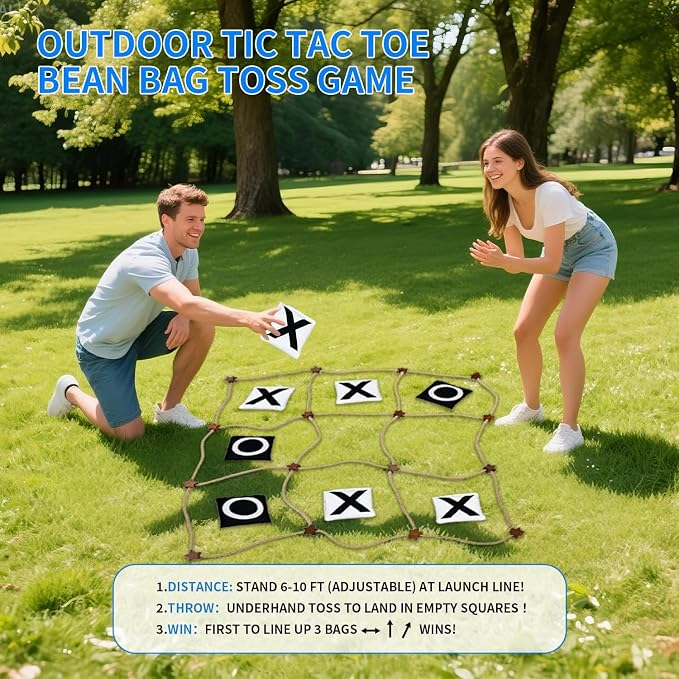 Nattork Outdoor Giant Tic Tac Toe Game for Kids Adult Family, Large Outside Lawn Yard Backyard Carnival Field Day Game, Birthday Party Family Reunion Games Playground