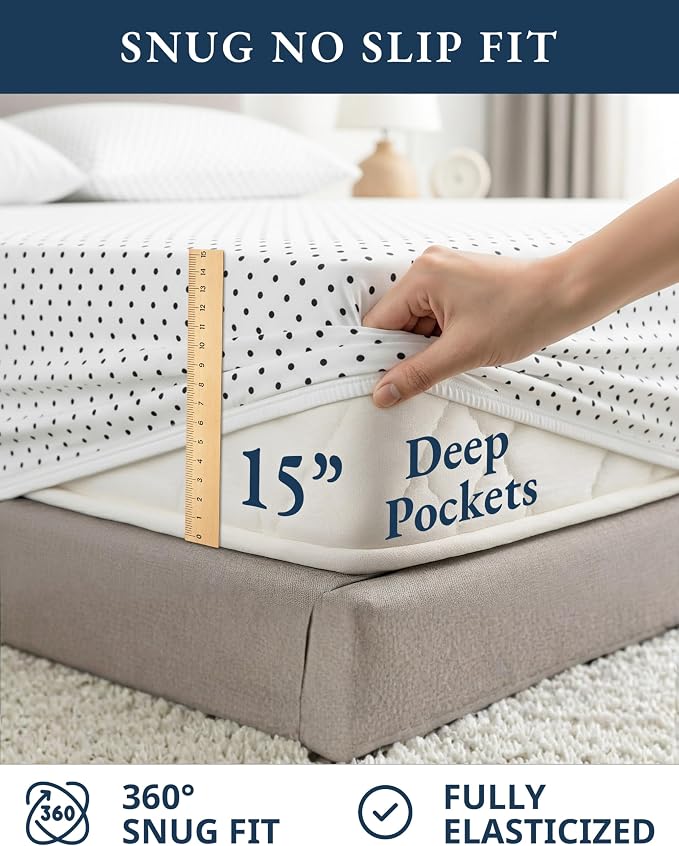 LANE LINEN Twin Sheets 100% Organic Cotton 3pc Percale Cooling - Polka Dot | Organic Cotton Percale Twin Sheet Set - Naturally Cooling & Lightweight, Cool All Summer, Cozy All Winter, Great For Gifting