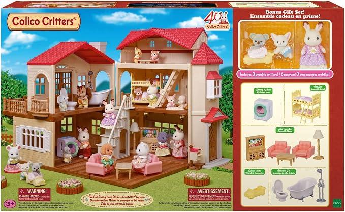 Calico Critters - Red Roof Home - Country Home - 2026 Gift Set Edition Dollhouse – Kids Pretend Play House, Miniature Home Playset with Furniture & Accessories, Ages 3+