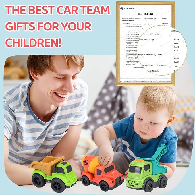 Toddler Cars Toys for 2 3 Year Old Boy, 3 in 1 Dump Truck Mixer Cement and Crane Toys for Baby Boy Girls, BPA Free, Phthalates Free, PVC, Outdoor Toy for Toddlers 2-4, Easter Birthday Gifts for Kids