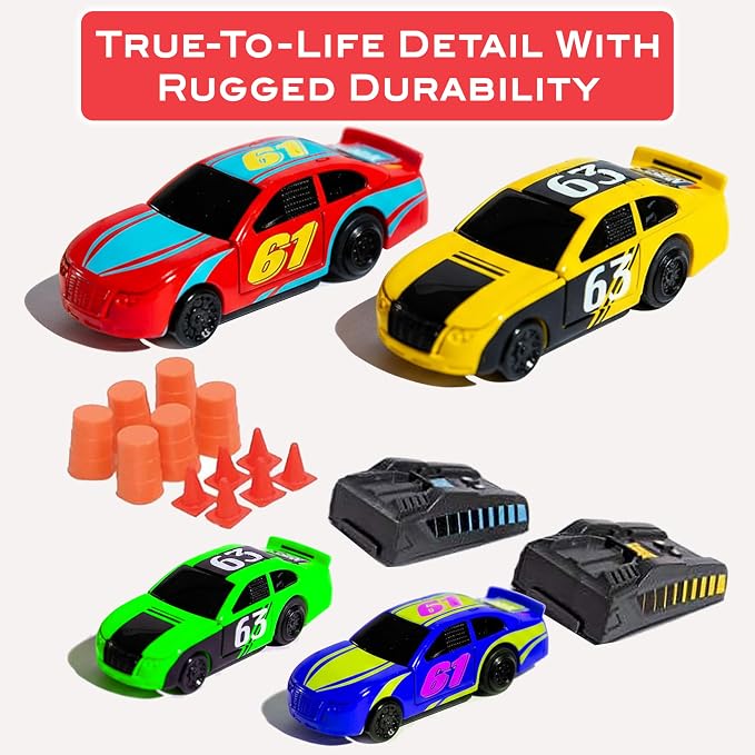 Slot Car Race Track Sets | NASCAR Crash Circuit Short Track | 2 Electric Powered Cars with Flash Chargers | Race Tracks for Kids Ages 4-8 | Car Racing Toy