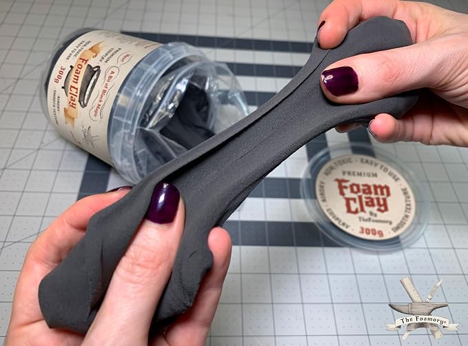 The Foamory Moldable Cosplay Foam Clay (300g Black) High Density Air Dry Clay, EVA Foam Sands Paints Easily, Non-Toxic and Safe for Crafts
