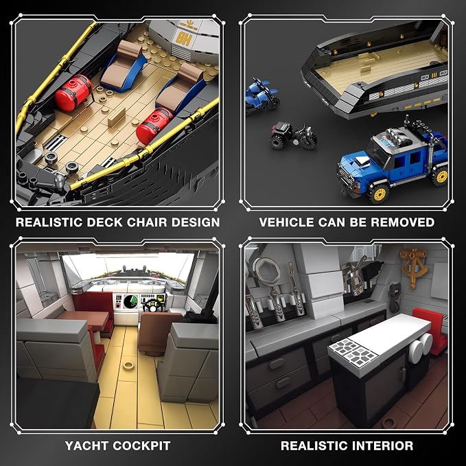 Reobrix Luxury Yacht Building Block Set for Adult 66103, Cruise Ship Building Toy Boat Model Kit, Yacht Collectible Display Decorations Gift for Adult Boys Girls Kids 14+ (4421PCS)