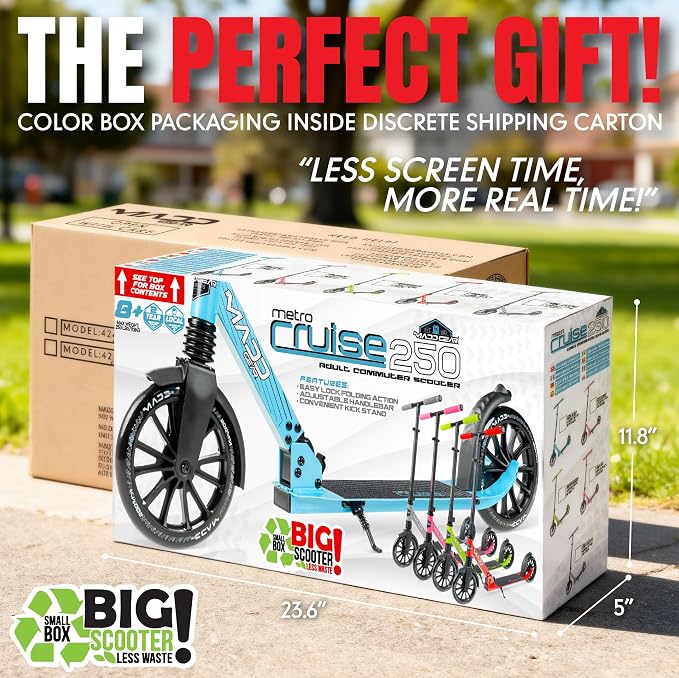 Kick Scooter for Kids, Teens & Adults - Lightweight Durable Frame, Smooth Ride, Sturdy Deck - Fun Rides for All Ages - Madd Gear