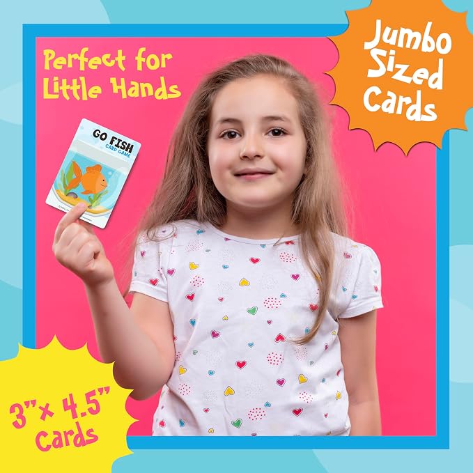 University Games Go Fish Card Game - Jumbo Size, Colorful Animal Cards for Kids Ages 4 and Up, Fun Family and Educational Game